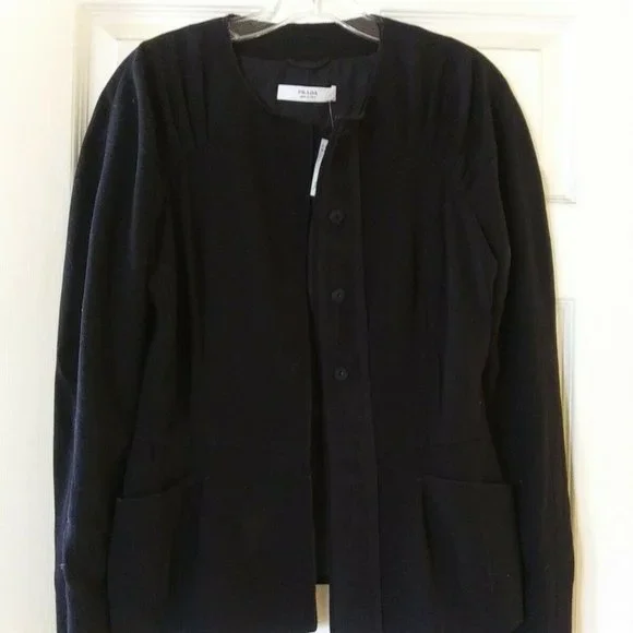 Prada | Jackets & Coats | Prada Black Pleated Top Blazer Suit